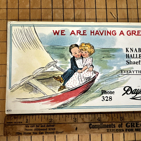 Daynes Beebe Music Salt Lake City Utah Advertising Ink Blotter Sailboat 1908 HTF - Picture 2 of 6